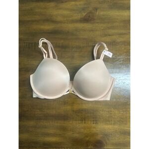 Victorias Secret Very Sexy Push Up Bra 34D Champagne Pink Satin Underwire Logo